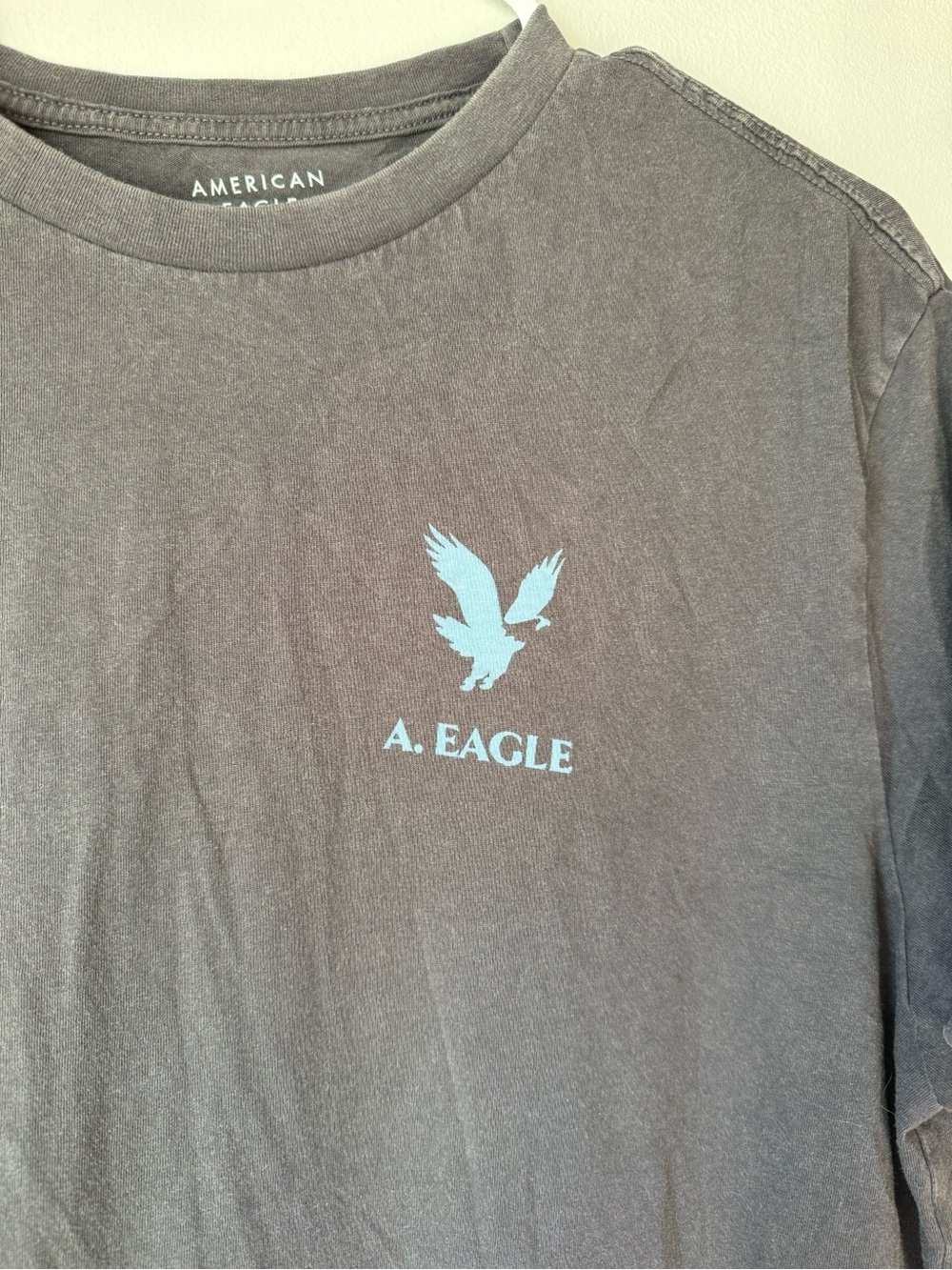 American Eagle Outfitters Men's Short Sleeve Graphic Logo Tee in Charcoal Gray - Picture 3 of 4